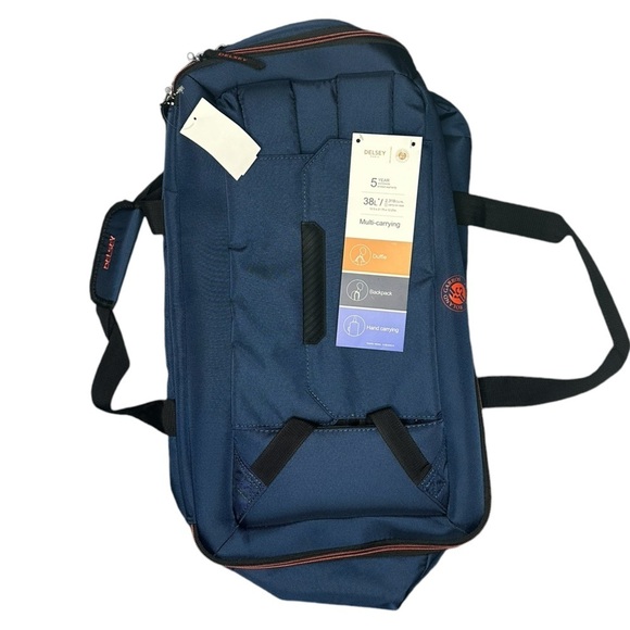 Delsey Paris Other - NEW Delsey Paris Roland Garros Carry On Backpack Duffle Bag Navy Orange